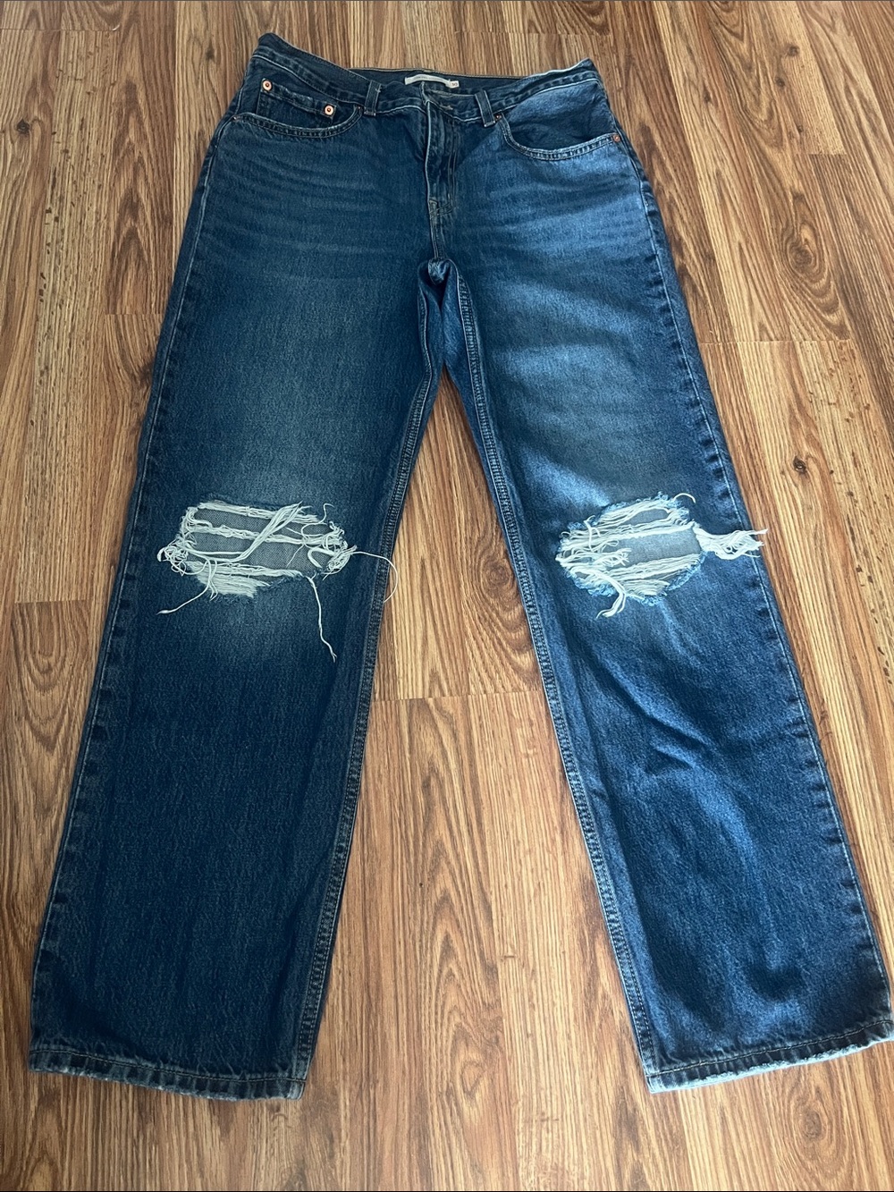 Levi’s Low Pro Straight Distressed Women's Jeans in Dark Blue